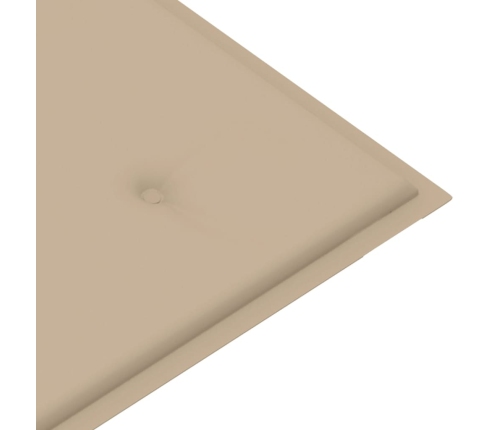 Banco de jardín madera maciza de teca con cojín beige 112 cm