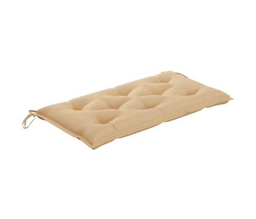 Banco de jardín madera maciza de teca con cojín beige 112 cm