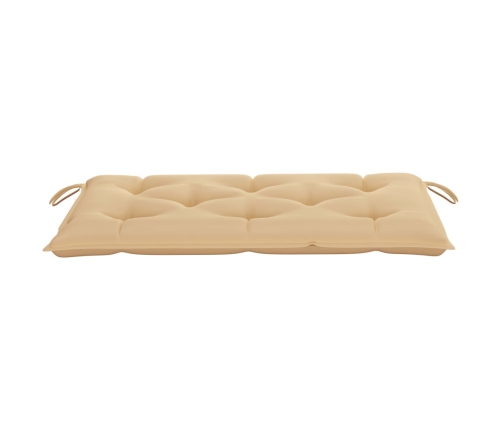 Banco de jardín madera maciza de teca con cojín beige 112 cm