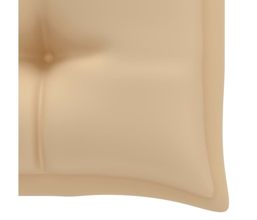 Banco de jardín madera maciza de teca con cojín beige 112 cm