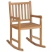 Silla mecedora de madera maciza teca con cojín a cuadros grises