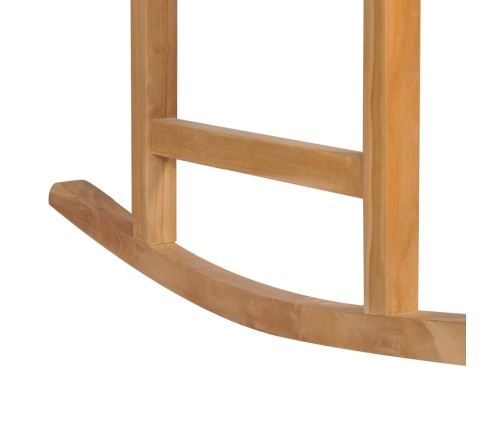 Silla mecedora de madera maciza de teca con cojín beige