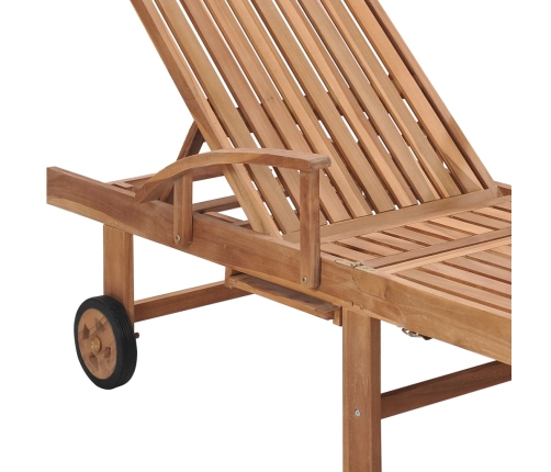 vidaXL Tumbona con cojín verde chillón madera maciza de teca