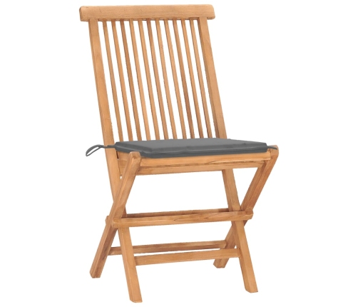 Set comedor de jardín plegable 3 piezas madera de teca cojines