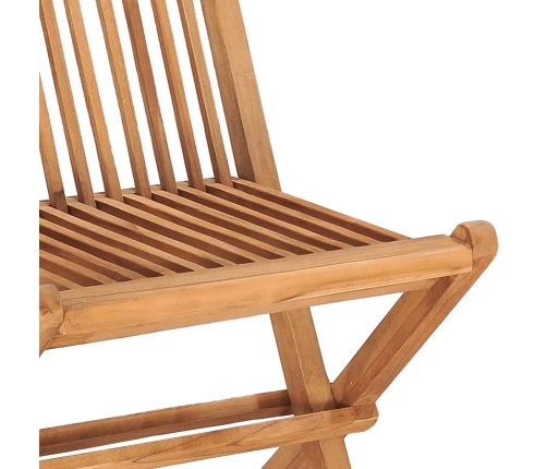Set comedor de jardín plegable 3 piezas madera de teca cojines