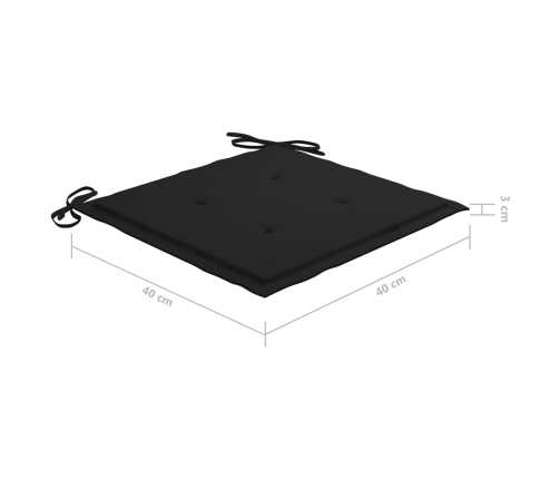 Set comedor de jardín plegable 3 piezas madera de teca cojines