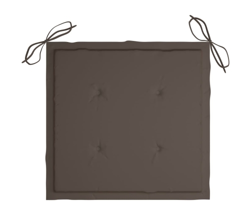 Set comedor de jardín plegable 3 piezas madera de teca cojines