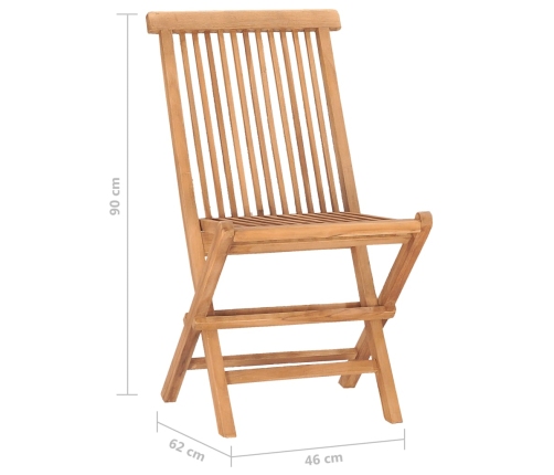 Set comedor de jardín plegable 3 piezas madera de teca cojines