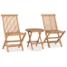 Set comedor de jardín plegable 3 piezas madera de teca cojines