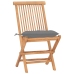 Set comedor de jardín plegable 3 piezas madera de teca cojines