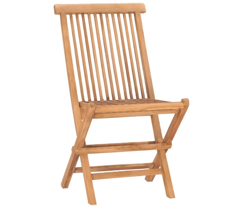 Set comedor de jardín plegable 3 piezas madera de teca cojines