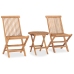 Set comedor de jardín plegable 3 piezas madera de teca cojines