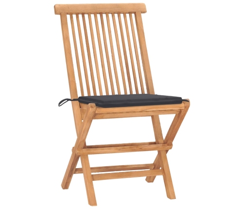 Set comedor de jardín plegable 3 piezas madera de teca cojines