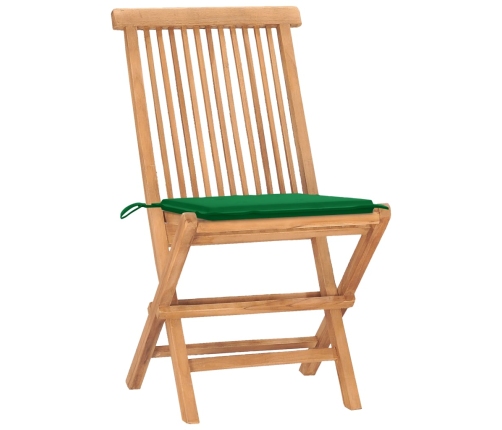 Set comedor de jardín plegable 3 piezas madera de teca cojines