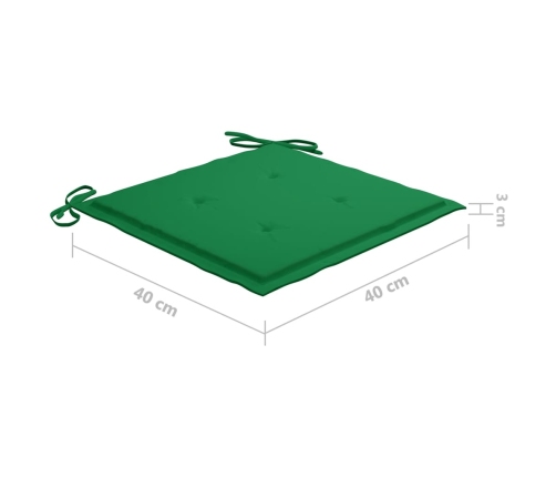 Set comedor de jardín plegable 3 piezas madera de teca cojines