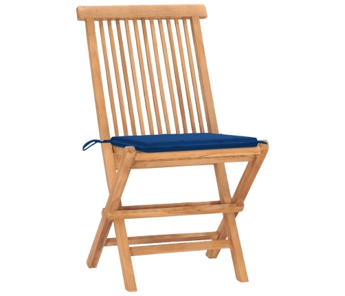 Set comedor de jardín plegable 3 piezas madera de teca cojines
