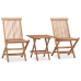 Set comedor de jardín plegable 3 piezas madera de teca cojines