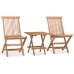 Set comedor de jardín plegable 3 piezas madera de teca cojines