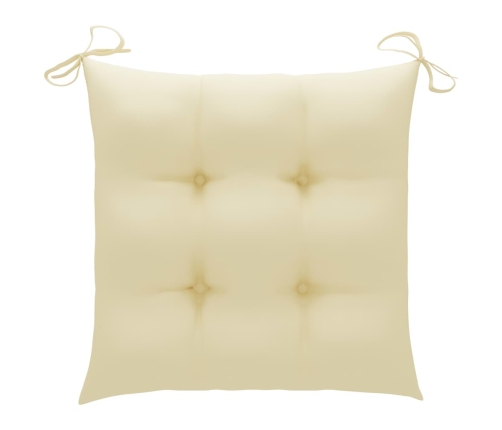 Set comedor de jardín plegable 3 piezas madera de teca cojines
