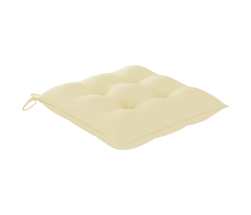 Set comedor de jardín plegable 3 piezas madera de teca cojines