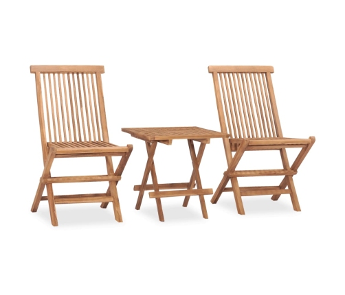 Set comedor de jardín plegable 3 piezas madera de teca cojines