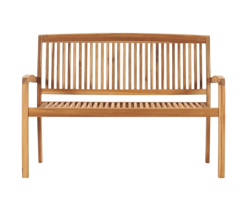 vidaXL Banco de jardín apilable con cojín madera maciza teca 128,5 cm