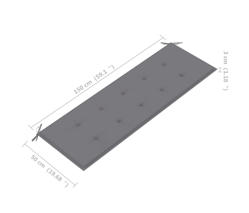 Banco de jardín apilable con cojín madera maciza teca 159 cm