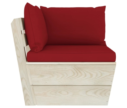Muebles de jardín de palés 6 piezas y cojines madera de abeto