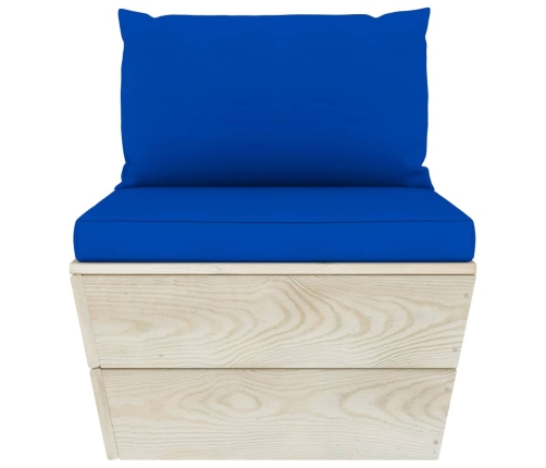 Muebles de jardín de palets 6 piezas y cojines madera de abeto