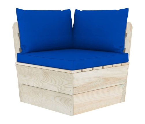 Muebles de jardín de palets 6 piezas y cojines madera de abeto
