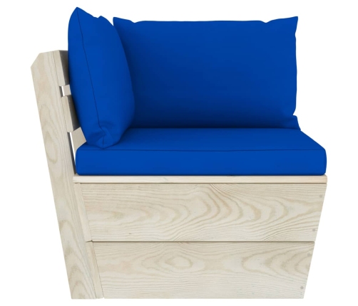 Muebles de jardín de palets 6 piezas y cojines madera de abeto