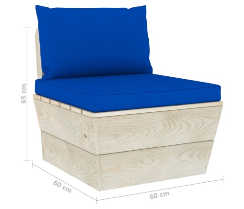 Muebles de jardín de palets 6 piezas y cojines madera de abeto