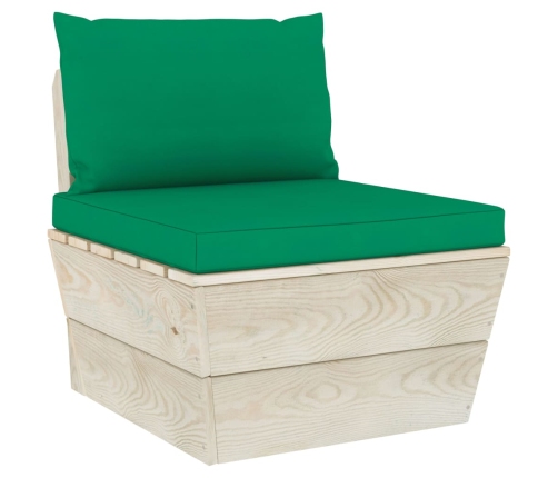 Muebles de jardín de palets 6 piezas y cojines madera de abeto