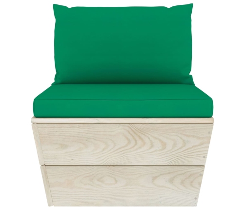 Muebles de jardín de palets 6 piezas y cojines madera de abeto
