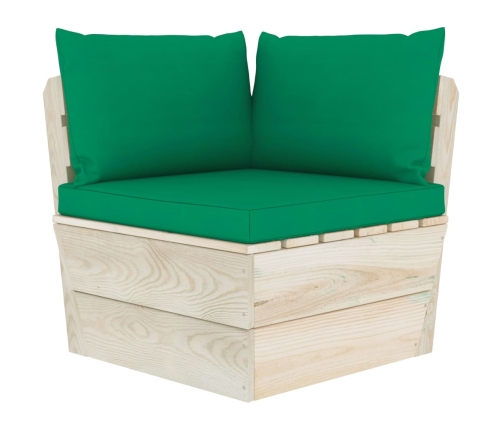 Muebles de jardín de palets 6 piezas y cojines madera de abeto