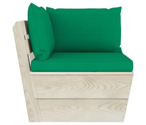 Muebles de jardín de palets 6 piezas y cojines madera de abeto