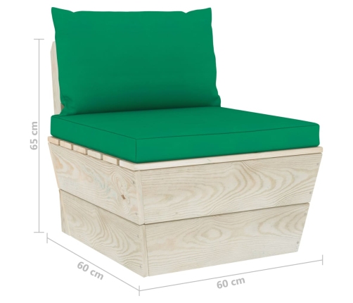 Muebles de jardín de palets 6 piezas y cojines madera de abeto