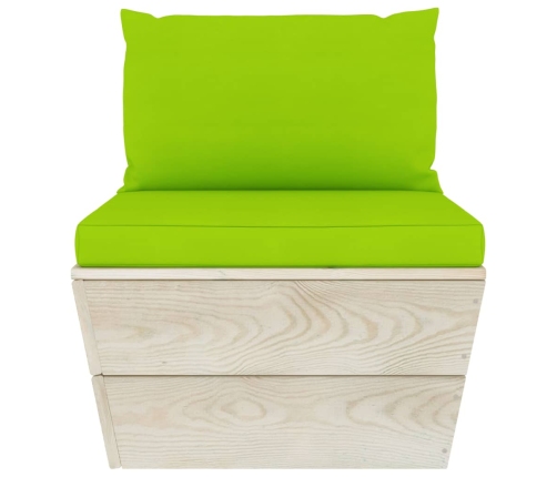 Muebles de jardín de palets 6 piezas y cojines madera de abeto