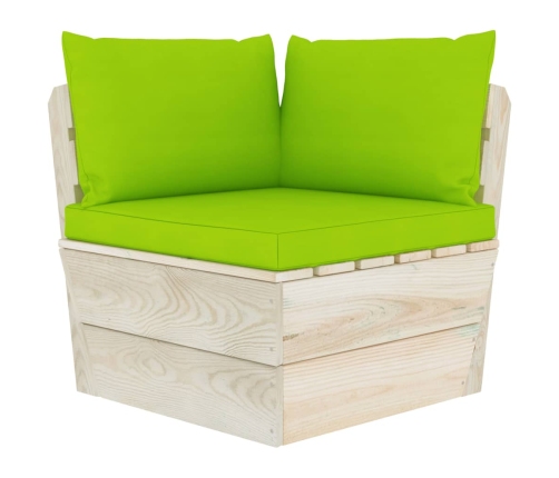 Muebles de jardín de palets 6 piezas y cojines madera de abeto