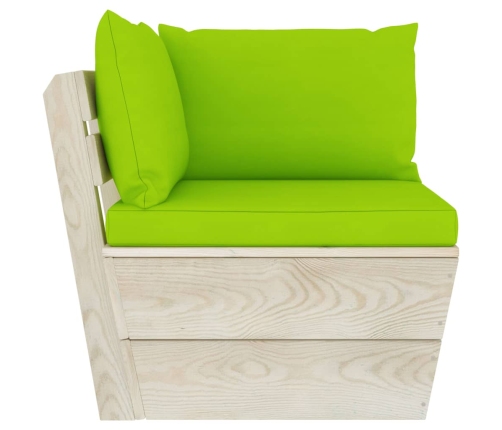Muebles de jardín de palets 6 piezas y cojines madera de abeto