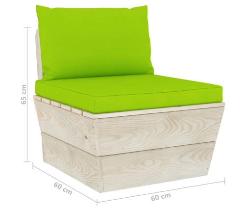 Muebles de jardín de palets 6 piezas y cojines madera de abeto