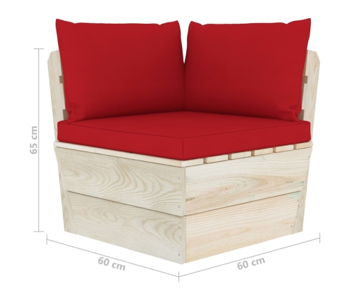 Muebles de jardín de palets 6 piezas y cojines madera de abeto