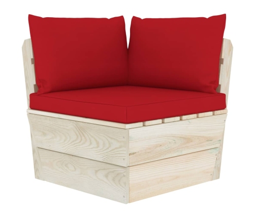 Muebles de jardín de palets 6 piezas y cojines madera de abeto
