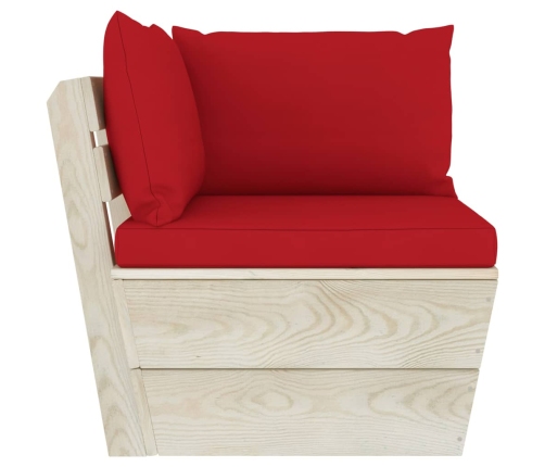 Muebles de jardín de palets 6 piezas y cojines madera de abeto