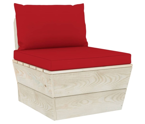 Muebles de jardín de palets 6 piezas y cojines madera de abeto