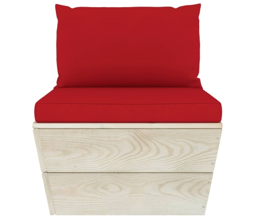 Muebles de jardín de palets 6 piezas y cojines madera de abeto