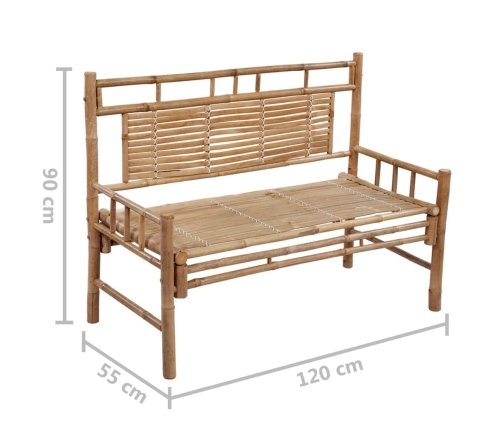 Banco de jardín con cojín bambú 120 cm