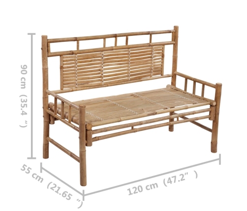 Banco de jardín con cojín bambú 120 cm