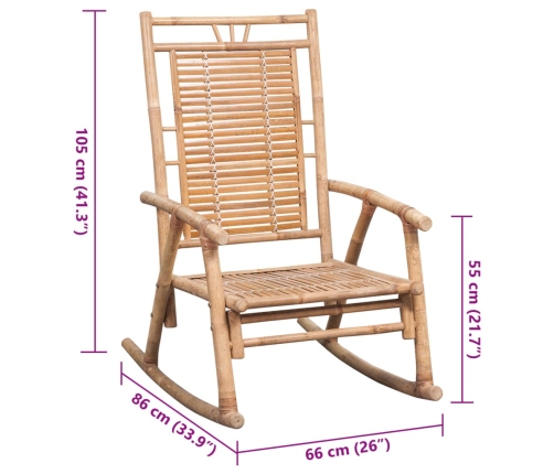 Silla mecedora con cojín bambú