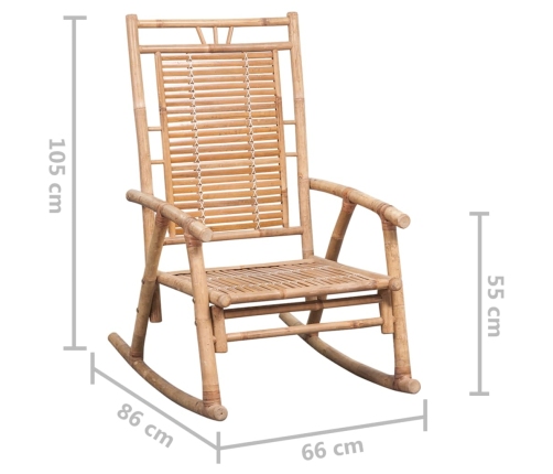 Silla mecedora con cojín bambú